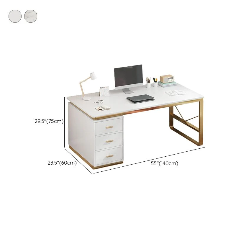 Bureau d'écriture contemporain Bureau d'ordinateur au fini antique avec tiroirs Clearhalo