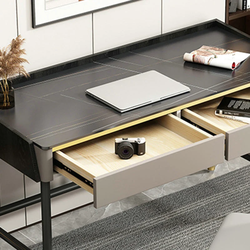 Bureau d'écriture contemporain Bureau d'ordinateur au fini antique avec 2 tiroirs Clearhalo