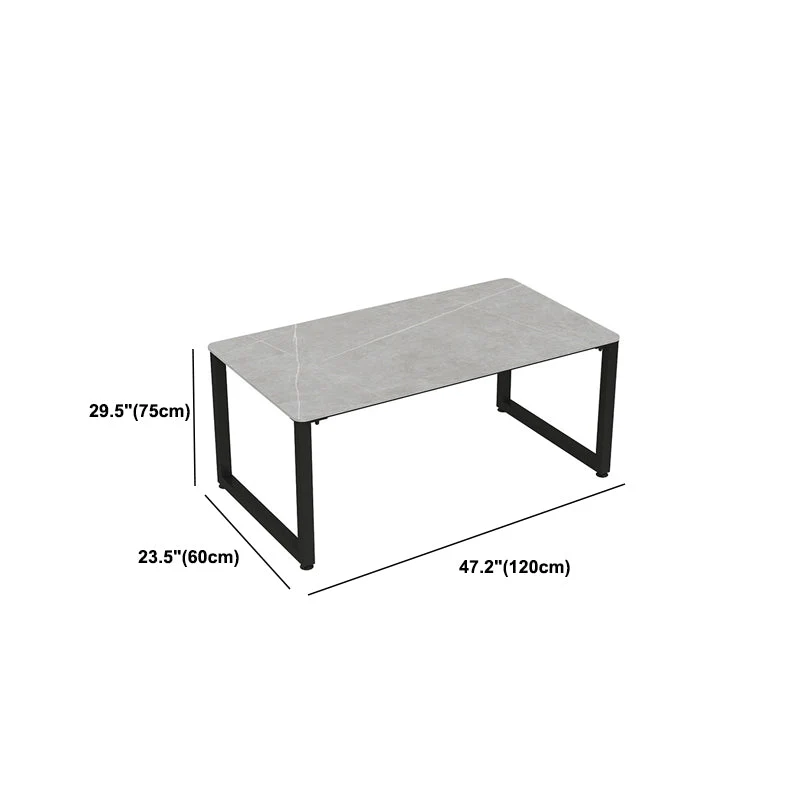 Bureau d'écriture contemporain Bureau rectangulaire de 29,5 po de hauteur avec pieds en métal Clearhalo