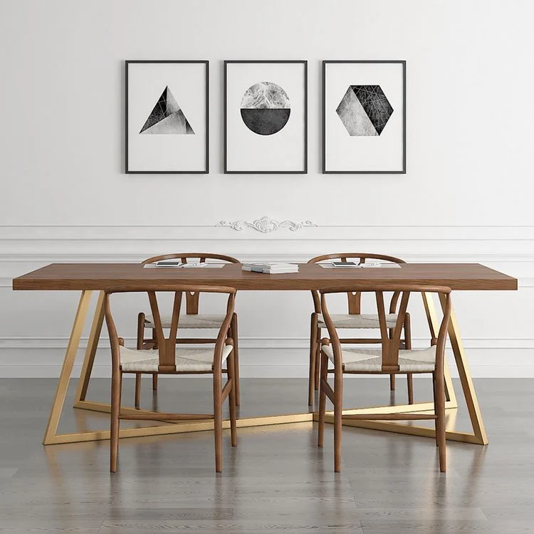 Bureau d'écriture contemporain Bureau rectangulaire en bois massif doré Clearhalo