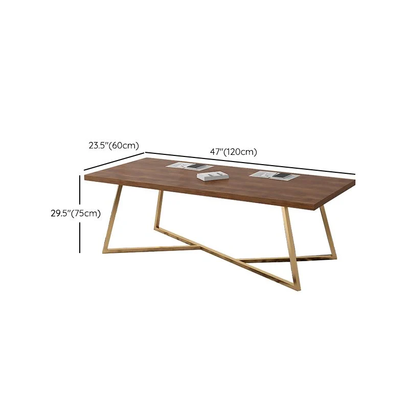 Bureau d'écriture contemporain Bureau rectangulaire en bois massif doré Clearhalo