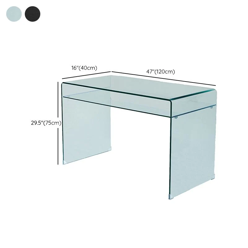Bureau d'écriture contemporain Bureau rectangulaire en verre avec rangement Clearhalo