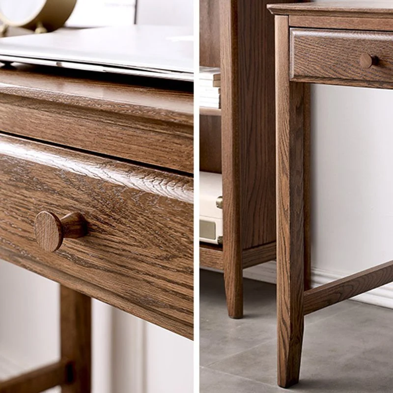 Bureau d'écriture contemporain en chêne avec base en forme de H et tiroirs Clearhalo