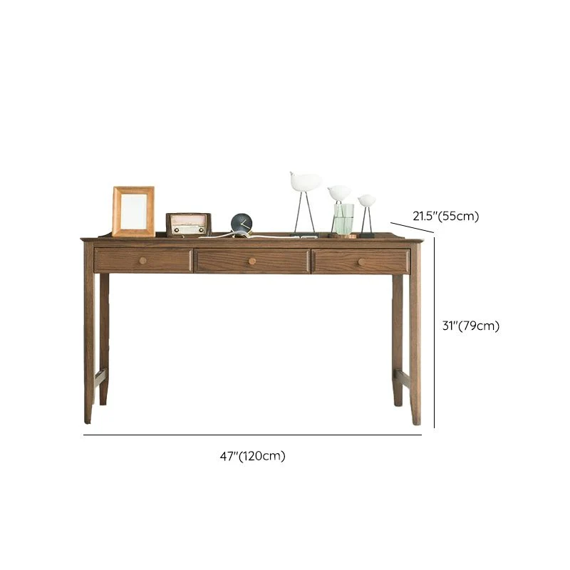 Bureau d'écriture contemporain en chêne avec base en forme de H et tiroirs Clearhalo