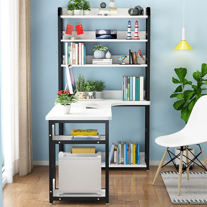 Bureau d'écriture contemporain en forme de L avec bibliothèque Clearhalo