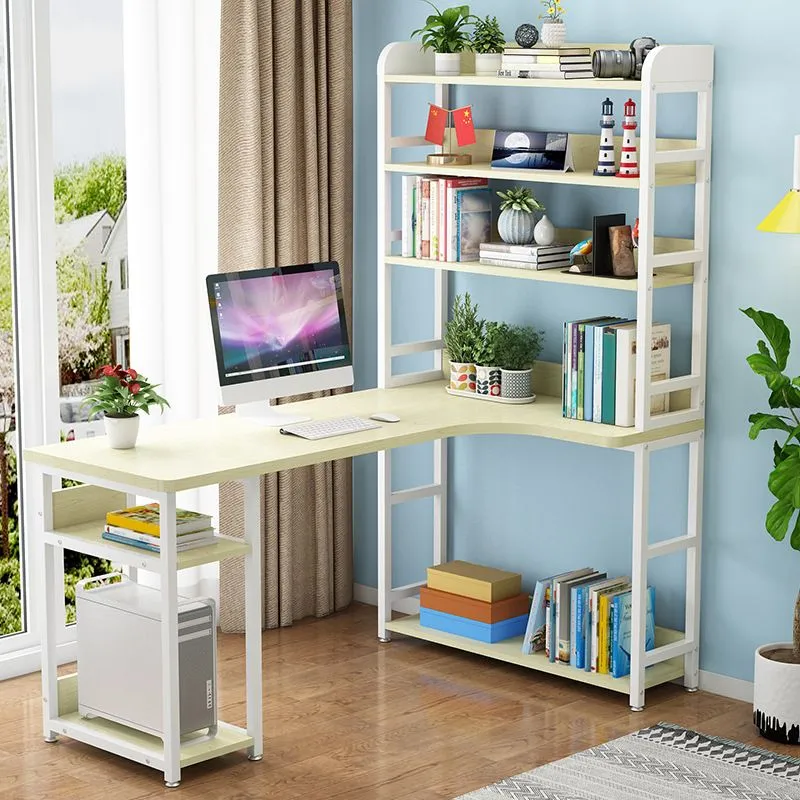 Bureau d'écriture contemporain en forme de L avec bibliothèque Clearhalo