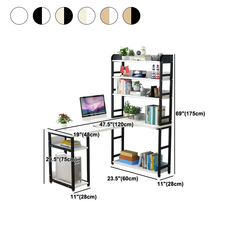Bureau d'écriture contemporain en forme de L avec bibliothèque Clearhalo