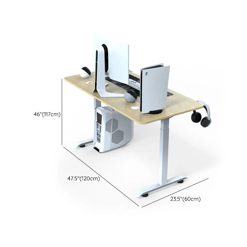 Bureau d'écriture contemporain en forme de T avec pieds en métal Clearhalo