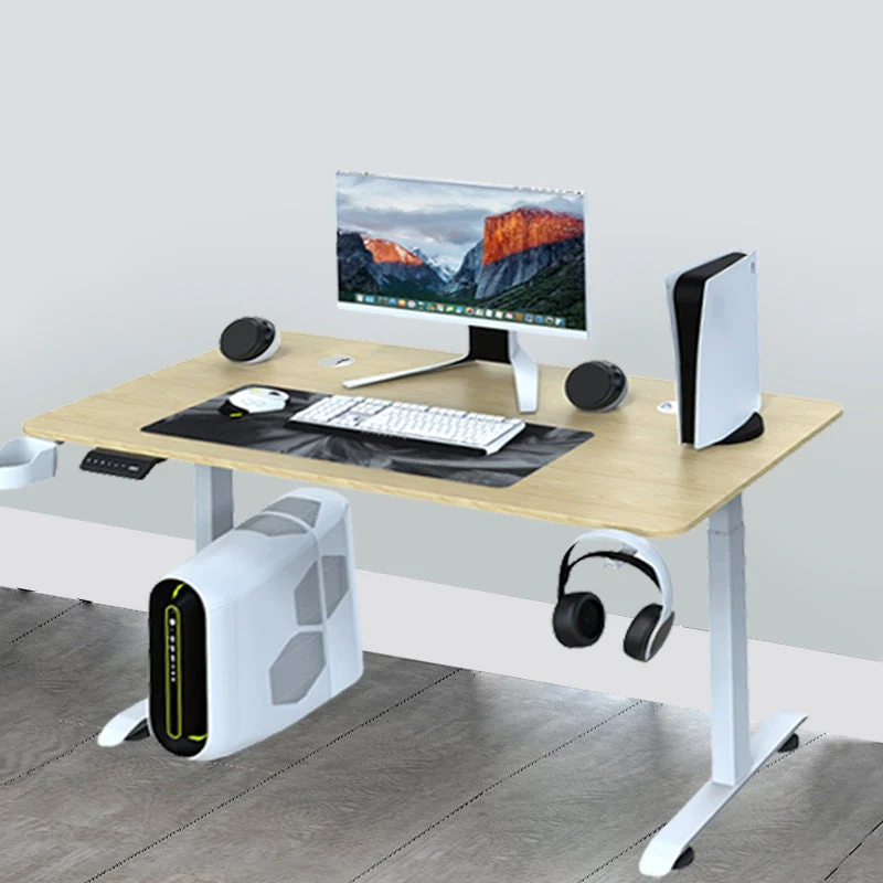 Bureau d'écriture contemporain en forme de T avec pieds en métal Clearhalo