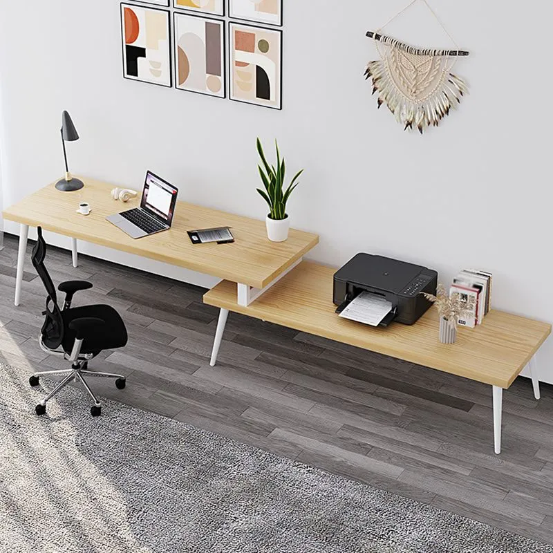 Bureau d'écriture contemporain en forme de L, bureau en bois de pin, base Parsons Clearhalo