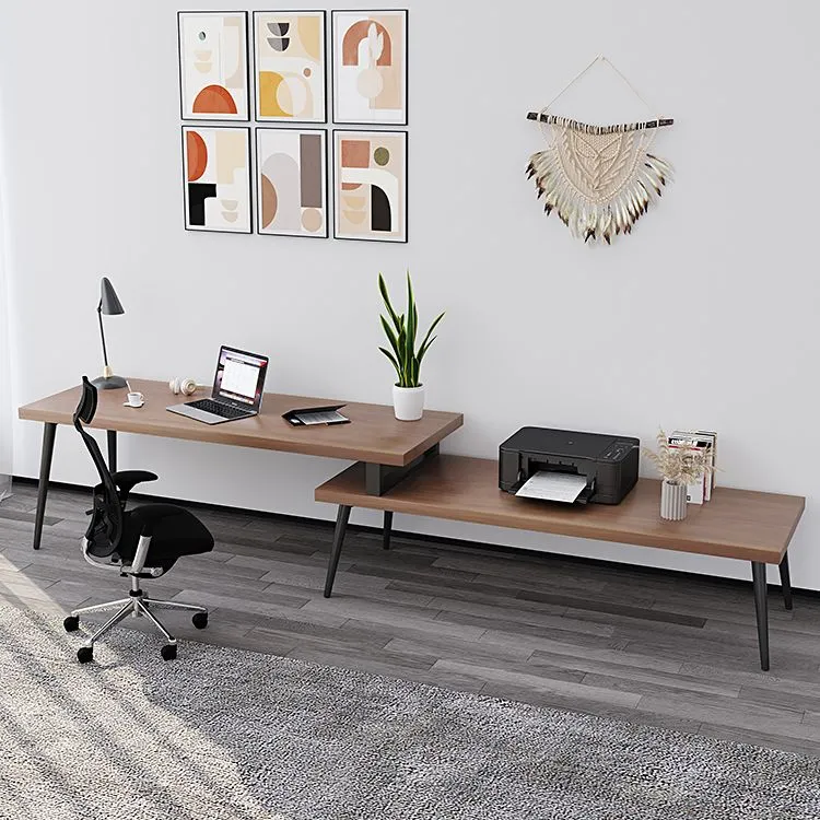 Bureau d'écriture contemporain en forme de L, bureau en bois de pin, base Parsons Clearhalo