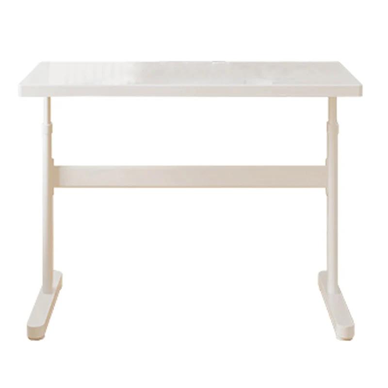Bureau d'écriture contemporain à hauteur réglable, bureau à base en forme de T blanc Clearhalo