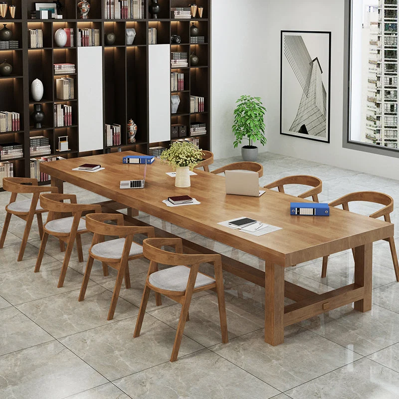 Bureau d'écriture contemporain de 27 po de large, bureau en bois massif marron Clearhalo