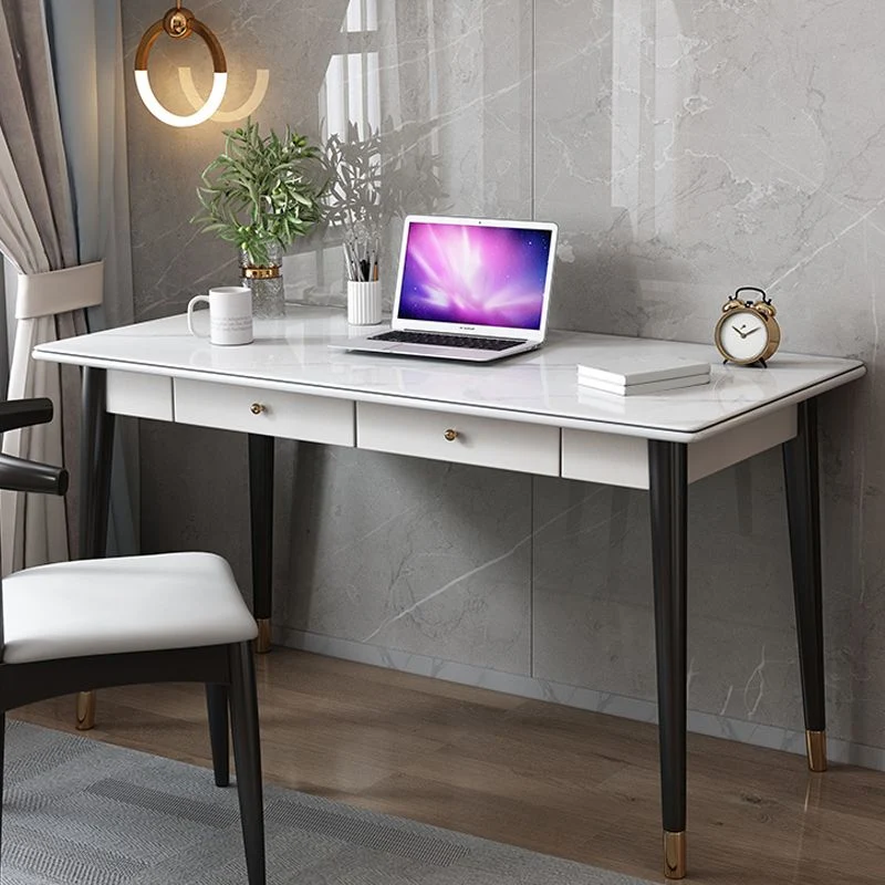 Bureau d'écriture contemporain de 23 po de large, bureau rectangulaire blanc Clearhalo