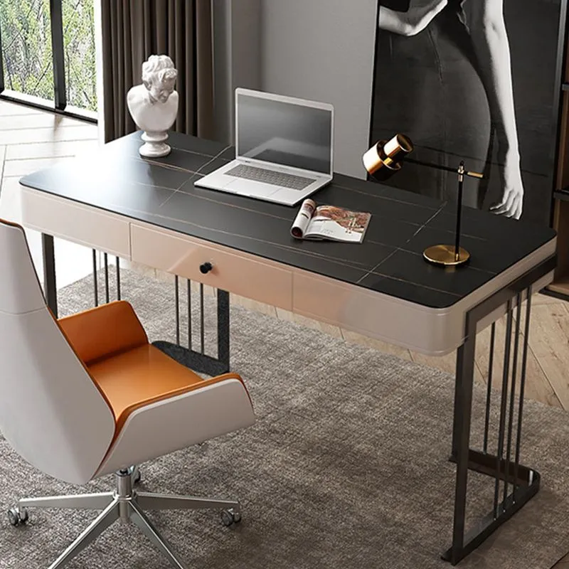 Bureau d'écriture contemporain en marbre, bureau à 1 tiroir pour la maison Clearhalo