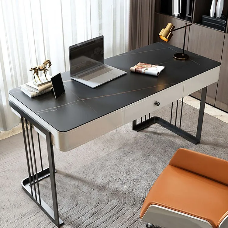 Bureau d'écriture contemporain en marbre, bureau à 1 tiroir pour la maison Clearhalo
