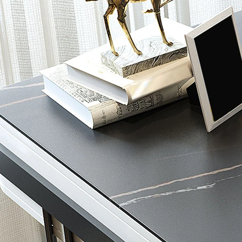 Bureau d'écriture contemporain en marbre, bureau à 1 tiroir pour la maison Clearhalo