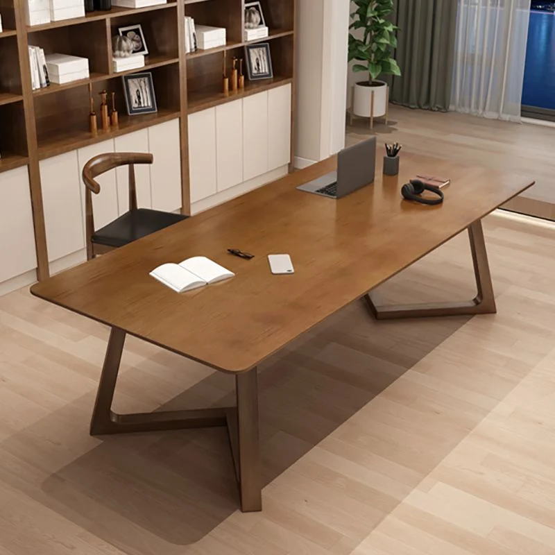 Bureau d'écriture contemporain marron en bois massif avec pieds Clearhalo