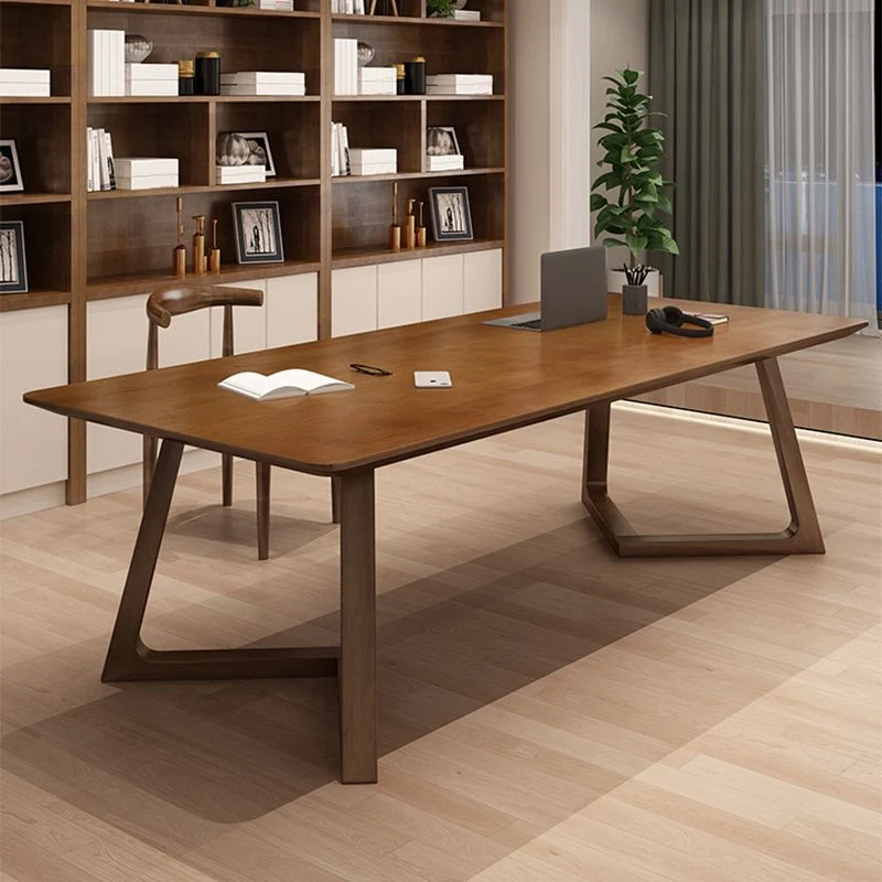Bureau d'écriture contemporain marron en bois massif avec pieds Clearhalo