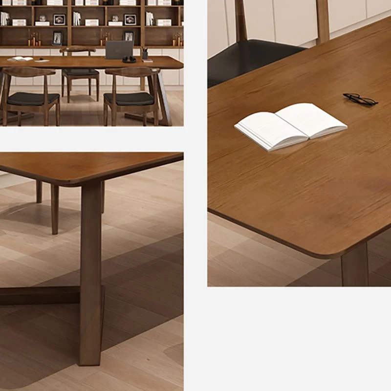 Bureau d'écriture contemporain marron en bois massif avec pieds Clearhalo