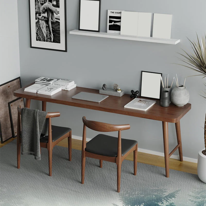 Bureau d'écriture contemporain marron, bureau en bois massif avec pieds Clearhalo