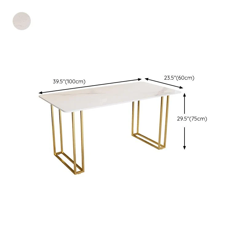 Bureau d'écriture contemporain en pierre de 29,53 pouces de large avec 1 étagère Clearhalo