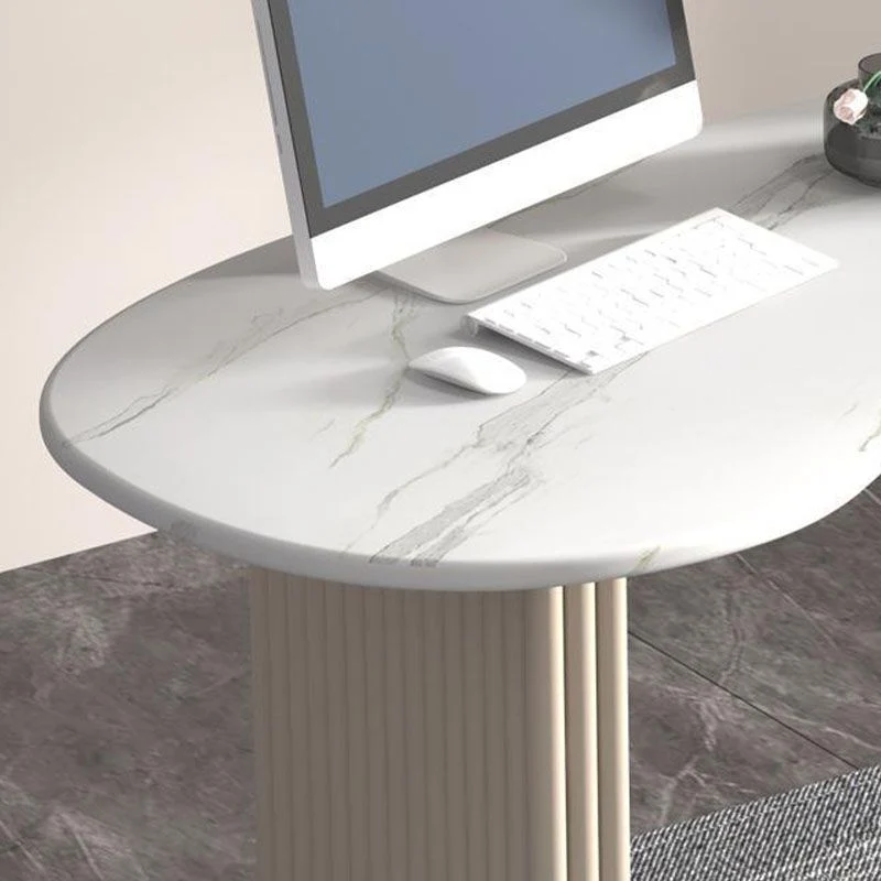 Bureau d'écriture contemporain en pierre, bureau blanc de 29,53 pouces de haut Clearhalo