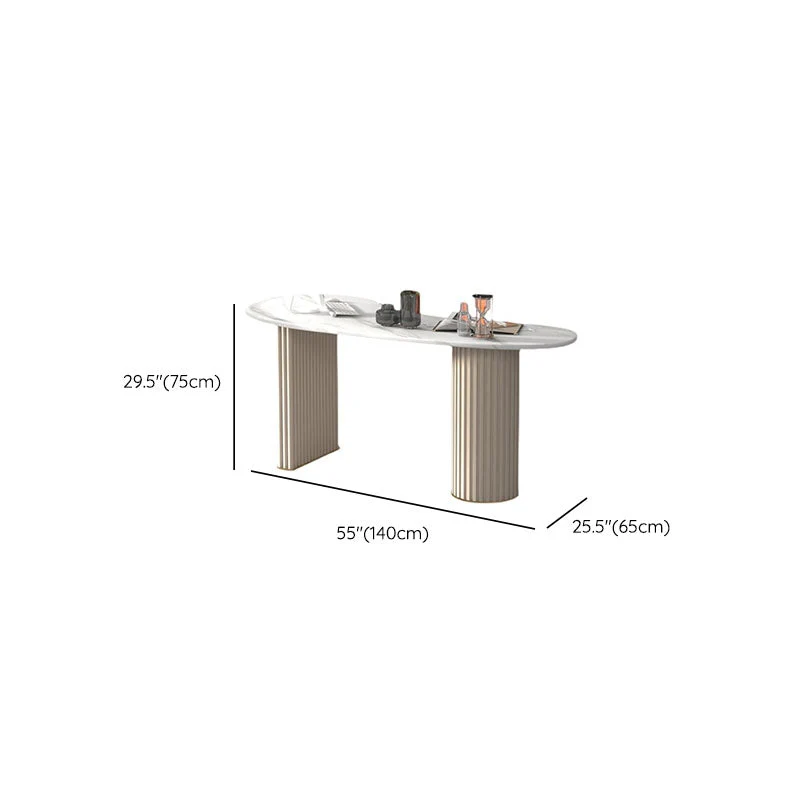 Bureau d'écriture contemporain en pierre, bureau blanc de 29,53 pouces de haut Clearhalo