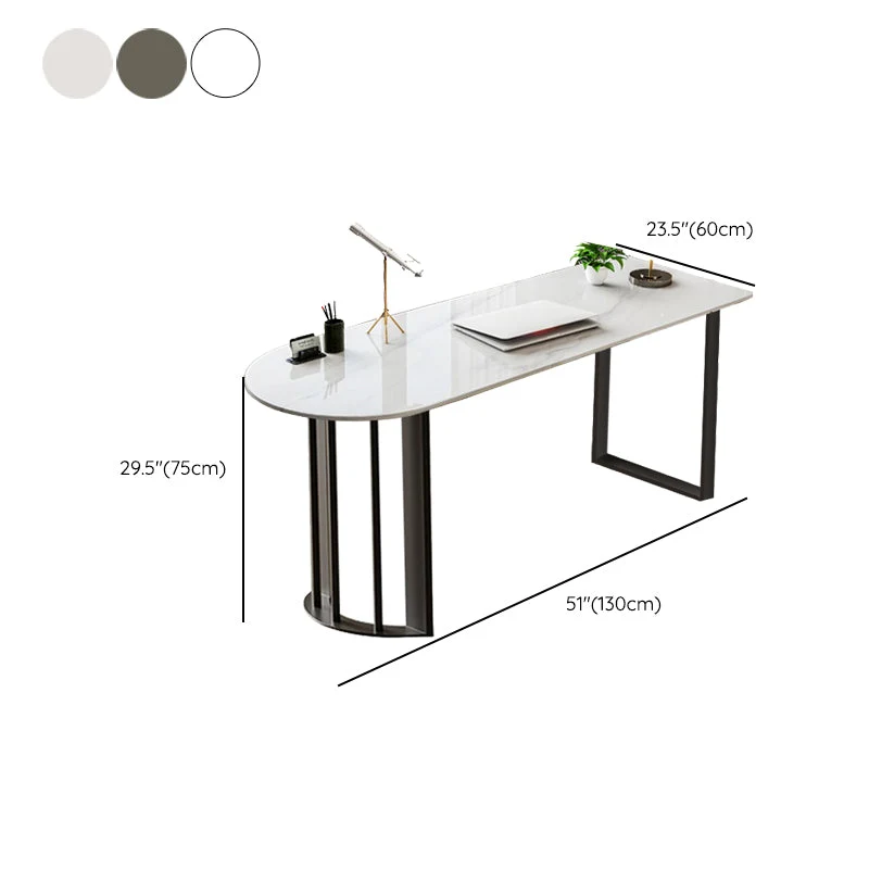 Bureau d'écriture contemporain en pierre, bureau de chambre à coucher avec pieds blancs Clearhalo