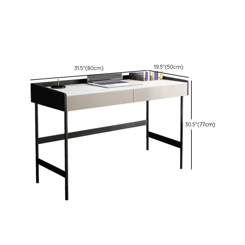 Bureau d'écriture contemporain en pierre, bureau de chambre à coucher avec pieds noirs Clearhalo