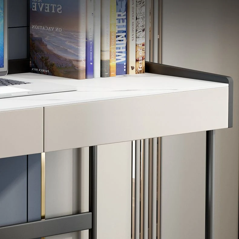 Bureau d'écriture contemporain en pierre, bureau de chambre à coucher avec pieds noirs Clearhalo