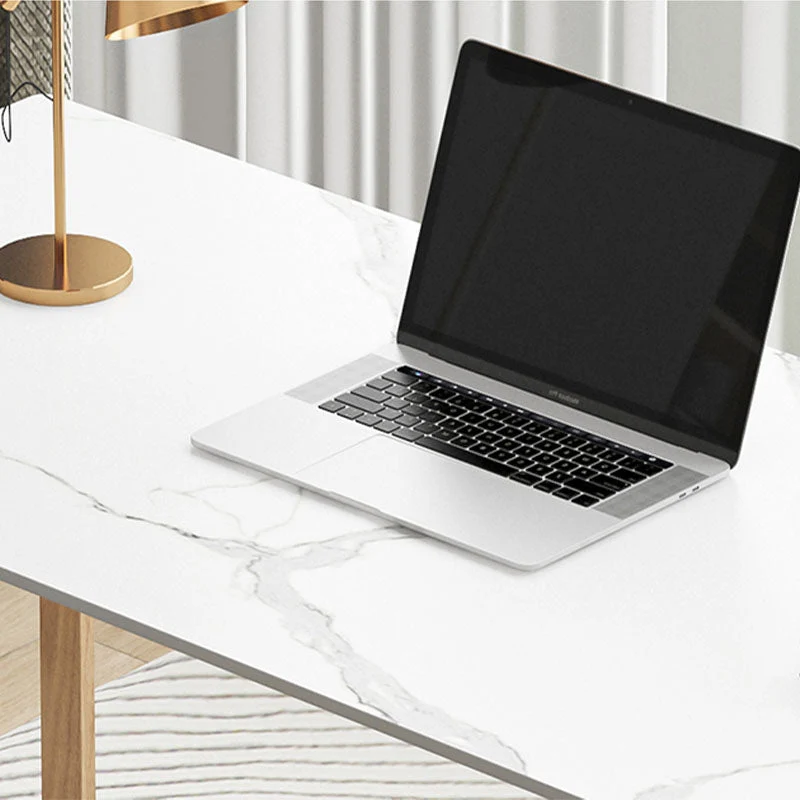 Bureau d'écriture contemporain en pierre, bureau rectangulaire avec traîneau de 29,52 po de hauteur pour la maison Clearhalo