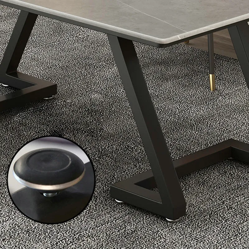 Bureau d'écriture contemporain en pierre grise, bureau rectangulaire avec traîneau pour la maison Clearhalo