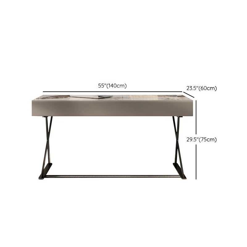 Bureau d'écriture contemporain en pierre pour chambre à coucher, bureau en blanc avec pieds Clearhalo