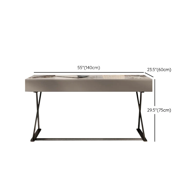Bureau d'écriture contemporain en pierre pour chambre à coucher, bureau en blanc avec pieds Clearhalo