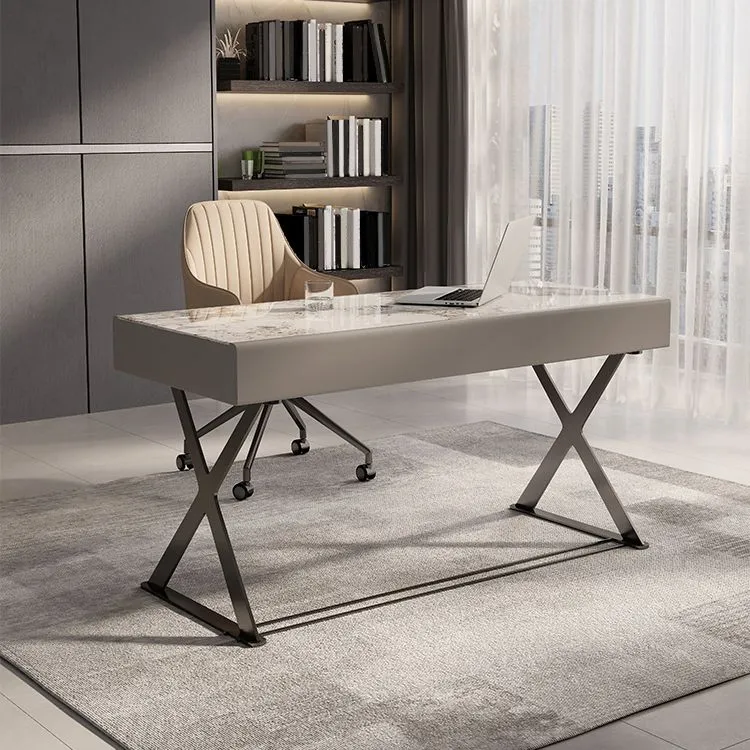 Bureau d'écriture contemporain en pierre pour chambre à coucher, bureau en blanc avec pieds Clearhalo