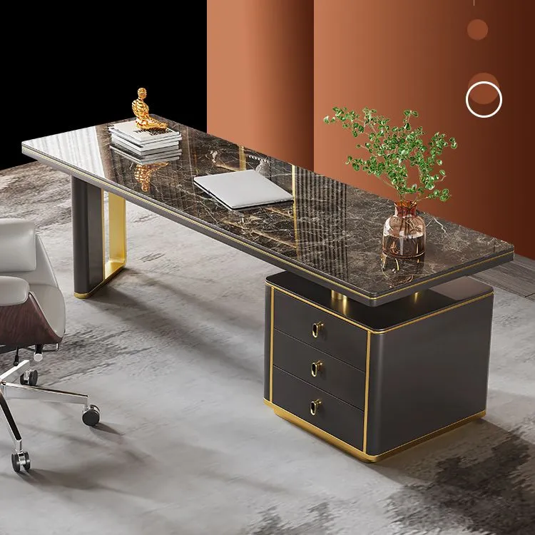 Bureau d'écriture contemporain en pierre à 3 tiroirs de 29,53 po de hauteur Clearhalo