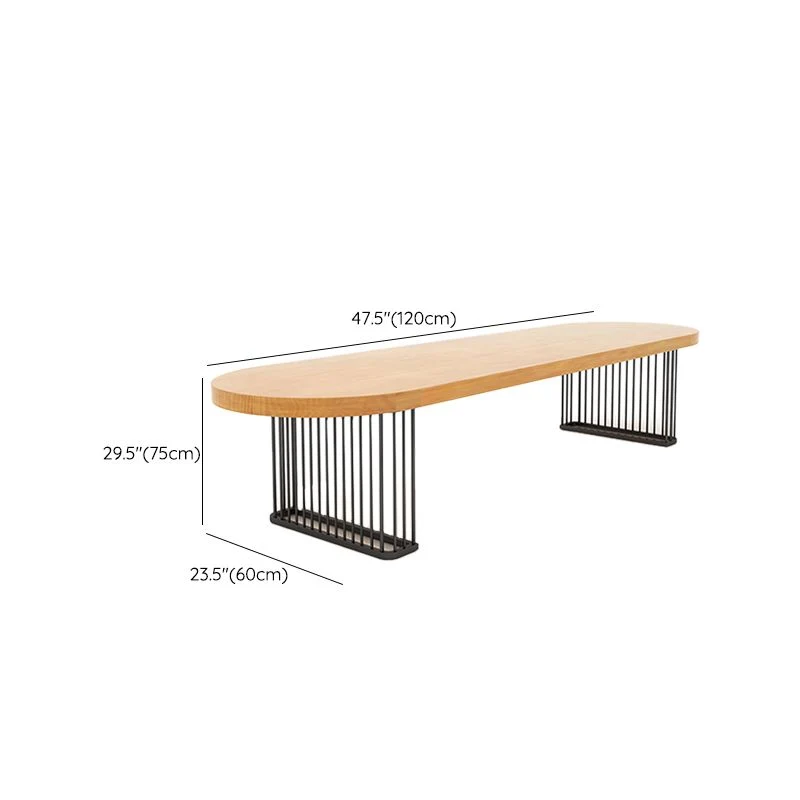 Bureau d'écriture contemporain en pin, bureau ovale en bois massif marron Clearhalo