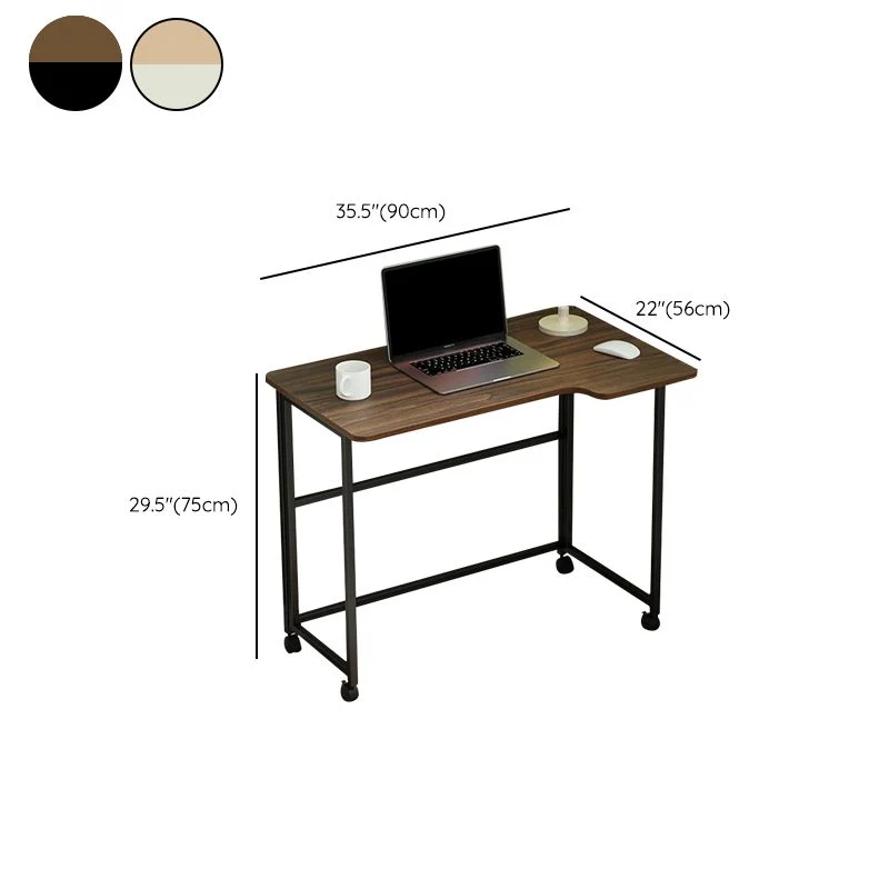 Bureau d'écriture contemporain pliant pour la maison, bureau rectangulaire de 29,5 po de hauteur avec roulettes Clearhalo