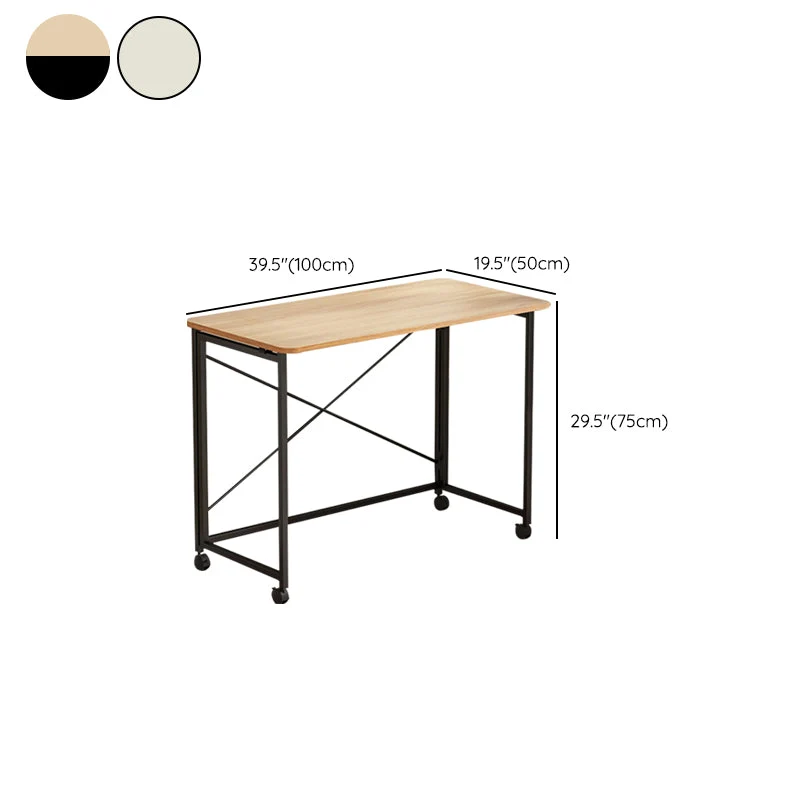Bureau d'écriture contemporain pliant pour la maison, bureau rectangulaire de 29,5 po de hauteur avec roulettes Clearhalo