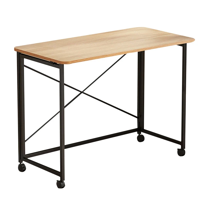 Bureau d'écriture contemporain pliant pour la maison, bureau rectangulaire de 29,5 po de hauteur avec roulettes Clearhalo