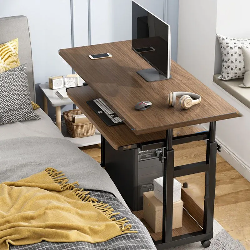 Bureau d'écriture contemporain pour la maison, bureau rectangulaire avec roulettes Clearhalo