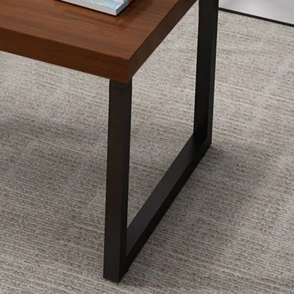 Bureau d'écriture contemporain rectangulaire avec plateau en bois de pin et base luge noire Clearhalo