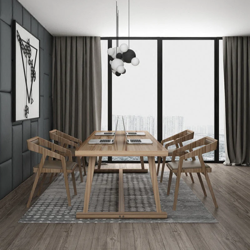 Bureau d'écriture contemporain rectangulaire en bois massif, 30 pouces de hauteur Clearhalo