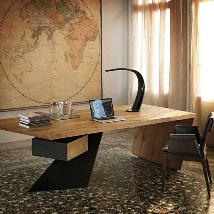 Bureau d'écriture contemporain rectangulaire en bois massif, 30 pouces de hauteur Clearhalo
