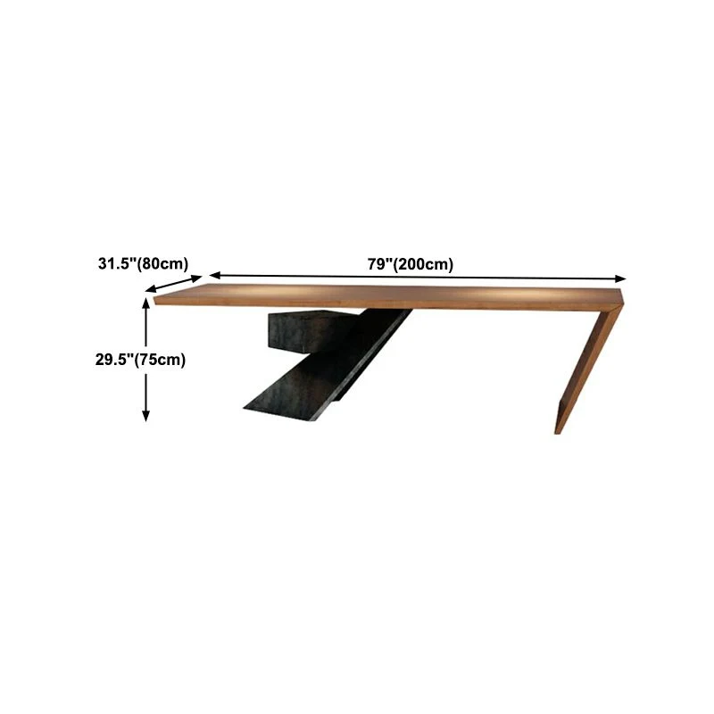 Bureau d'écriture contemporain rectangulaire en bois massif, 30 pouces de hauteur Clearhalo