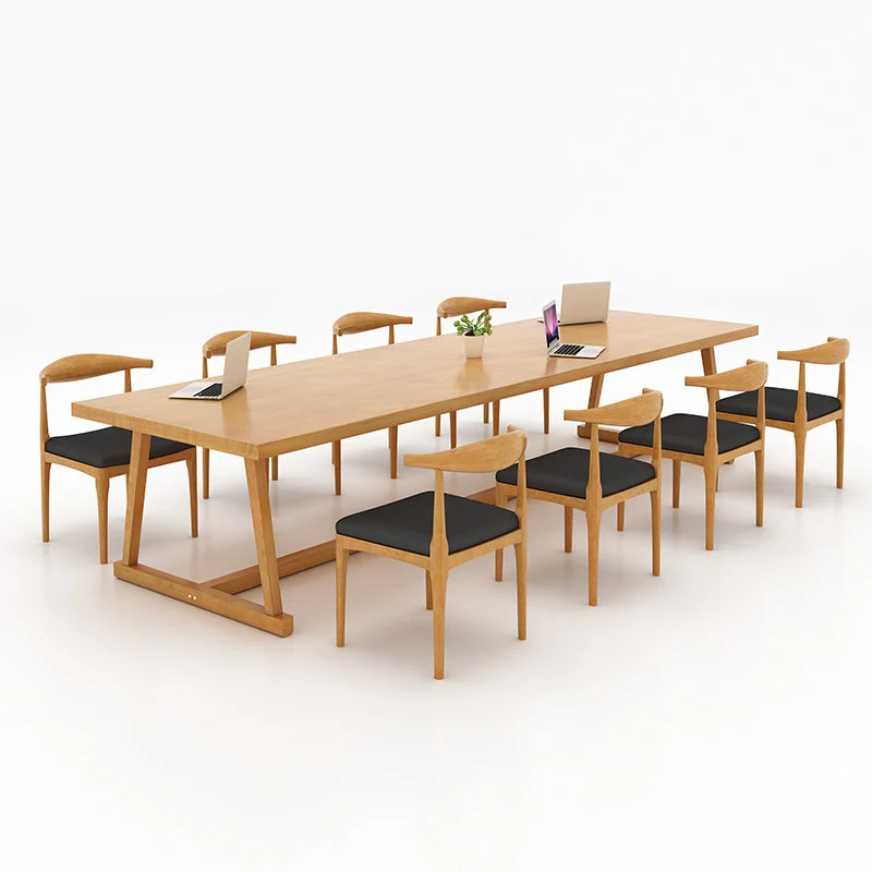 Bureau d'écriture contemporain rectangulaire en bois massif, 29 pouces de hauteur Clearhalo