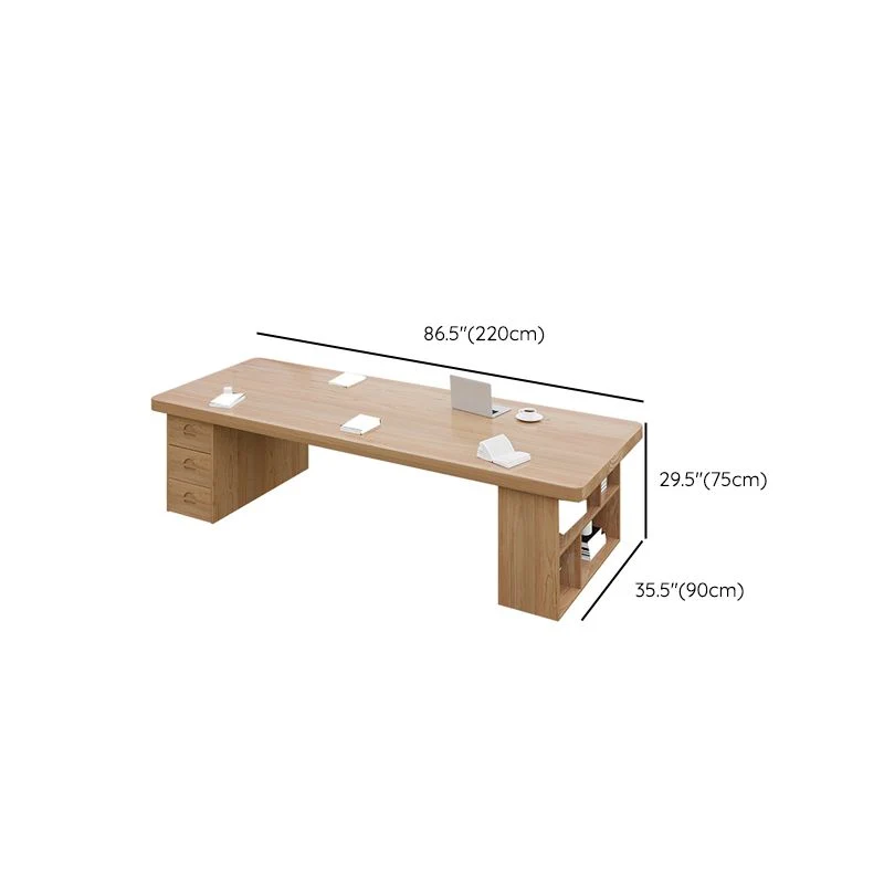 Bureau d'écriture contemporain rectangulaire, bureau en bois massif pour salon Clearhalo