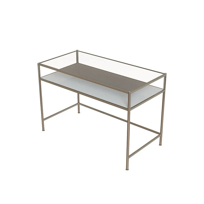 Bureau d'écriture contemporain en verre Bureau rectangulaire avec étagère Clearhalo