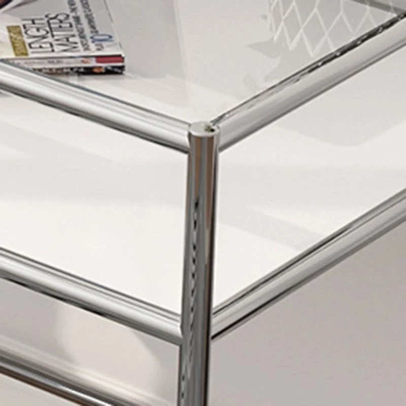 Bureau d'écriture contemporain en verre Bureau rectangulaire avec étagère Clearhalo